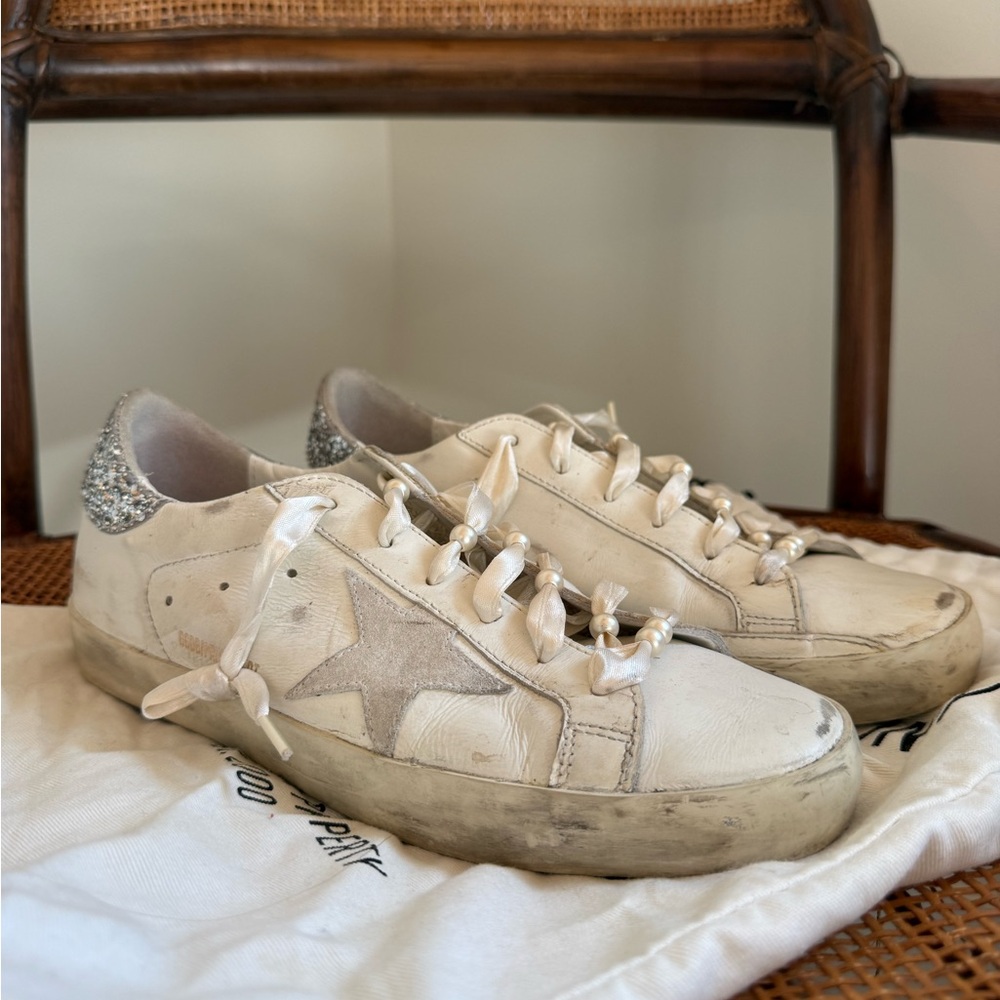 Golden goose Off-White Sneakers with Glitter Accents - Picture 7 of 7